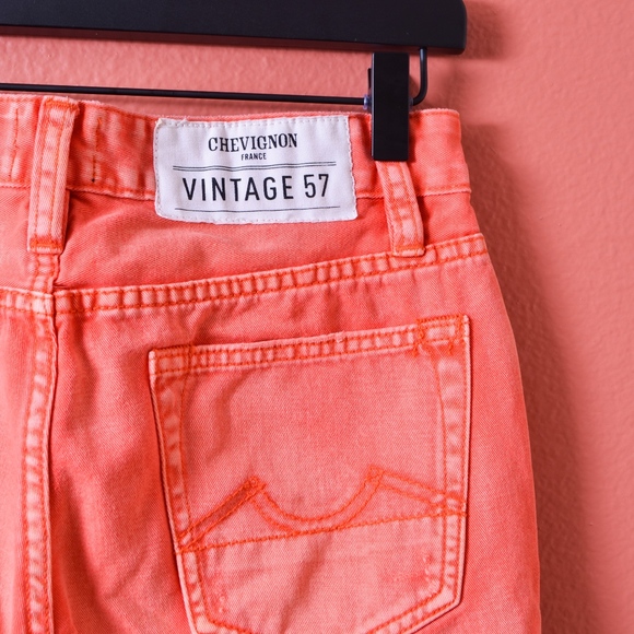 Chevignon Vintage 57 Slim Straight Orange Jean Pan - Picture 5 of 7